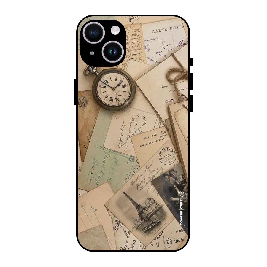 Vintage Postcards Metal Back Case for iPhone 14 Plus