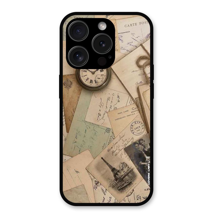 Vintage Postcards Metal Back Case for iPhone 15 Pro