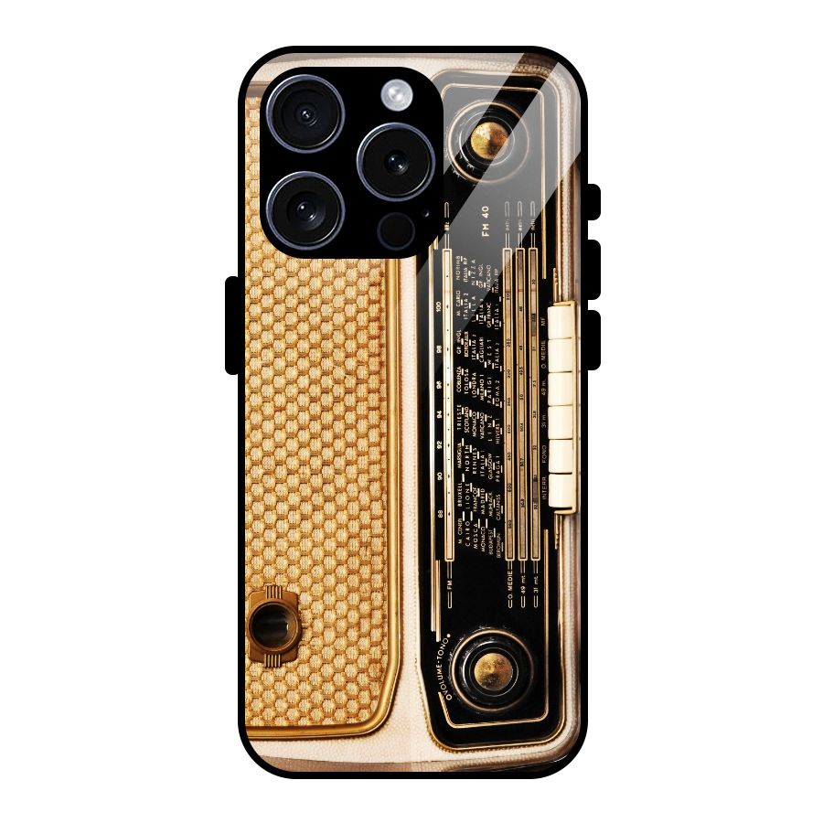 Vintage Radio Glass Back Case for iPhone 15 Pro