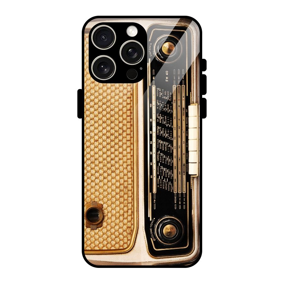 Vintage Radio Glass Back Case for iPhone 15 Pro Max