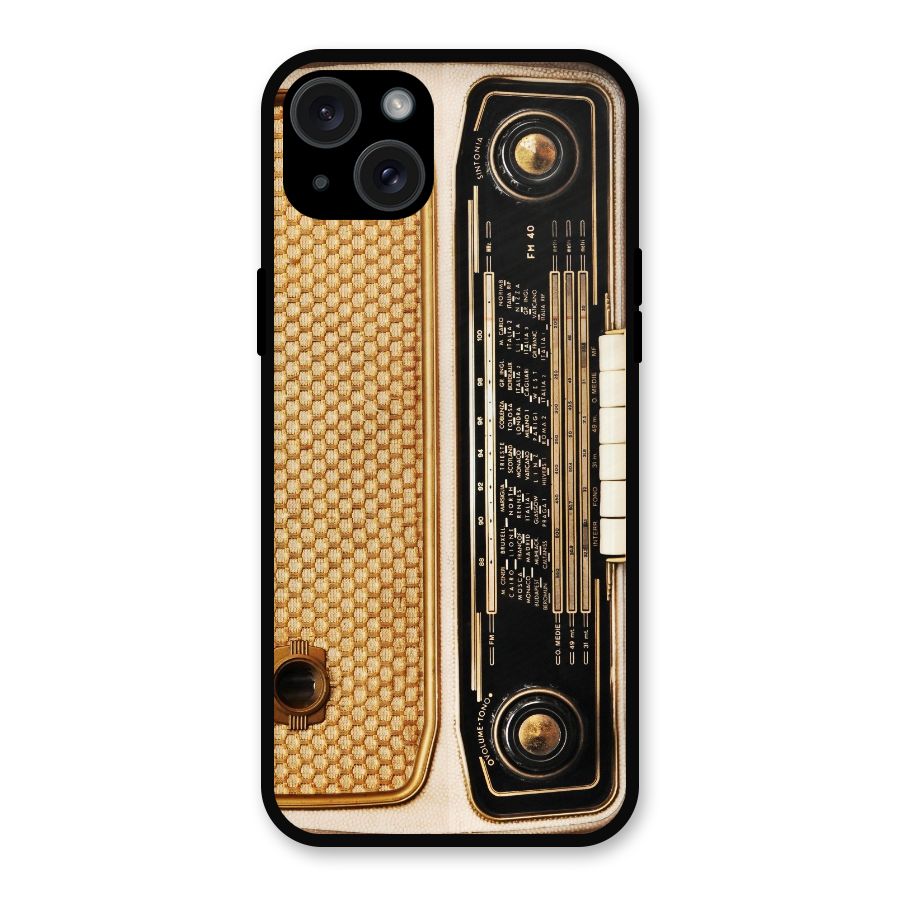 Vintage Radio Metal Back Case for iPhone 15 Plus