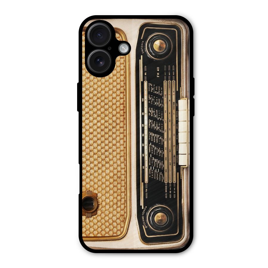 Vintage Radio Metal Back Case for iPhone 16 Plus