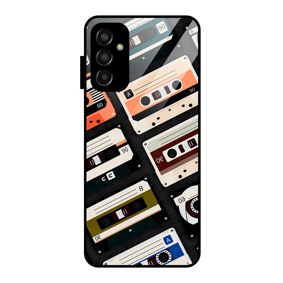 Vintage Retro Cassettes Glass Back Case for Galaxy F13