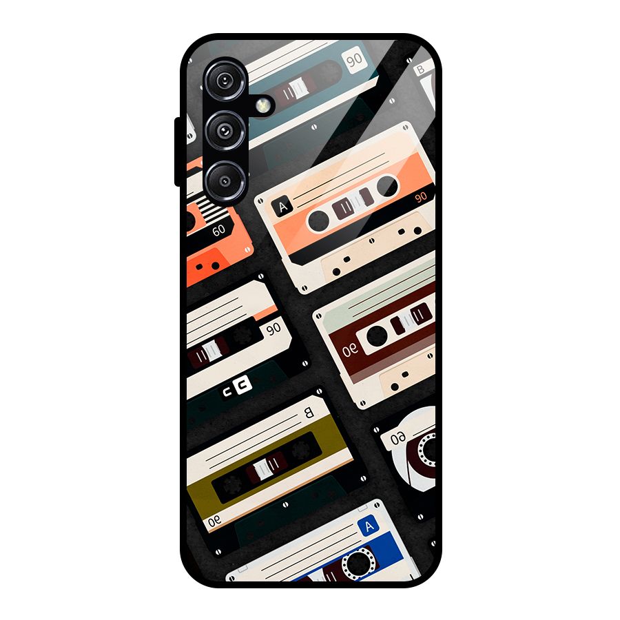 Vintage Retro Cassettes Glass Back Case for Galaxy M34 5G