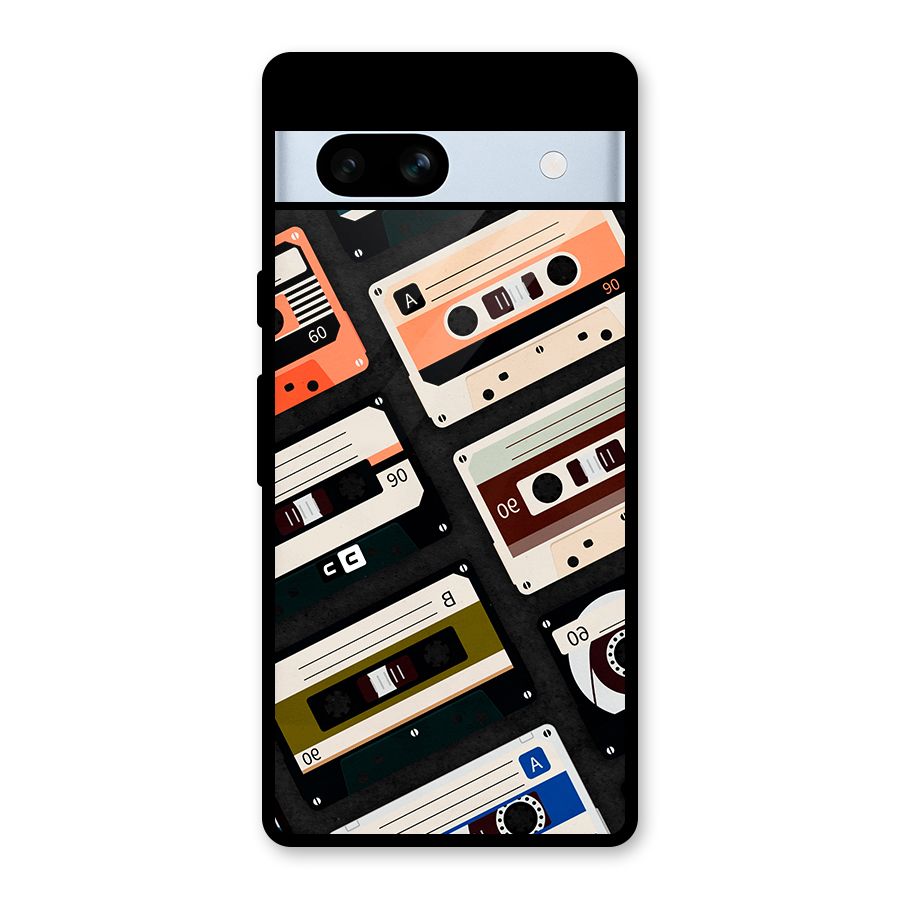 Vintage Retro Cassettes Glass Back Case for Google Pixel 7a