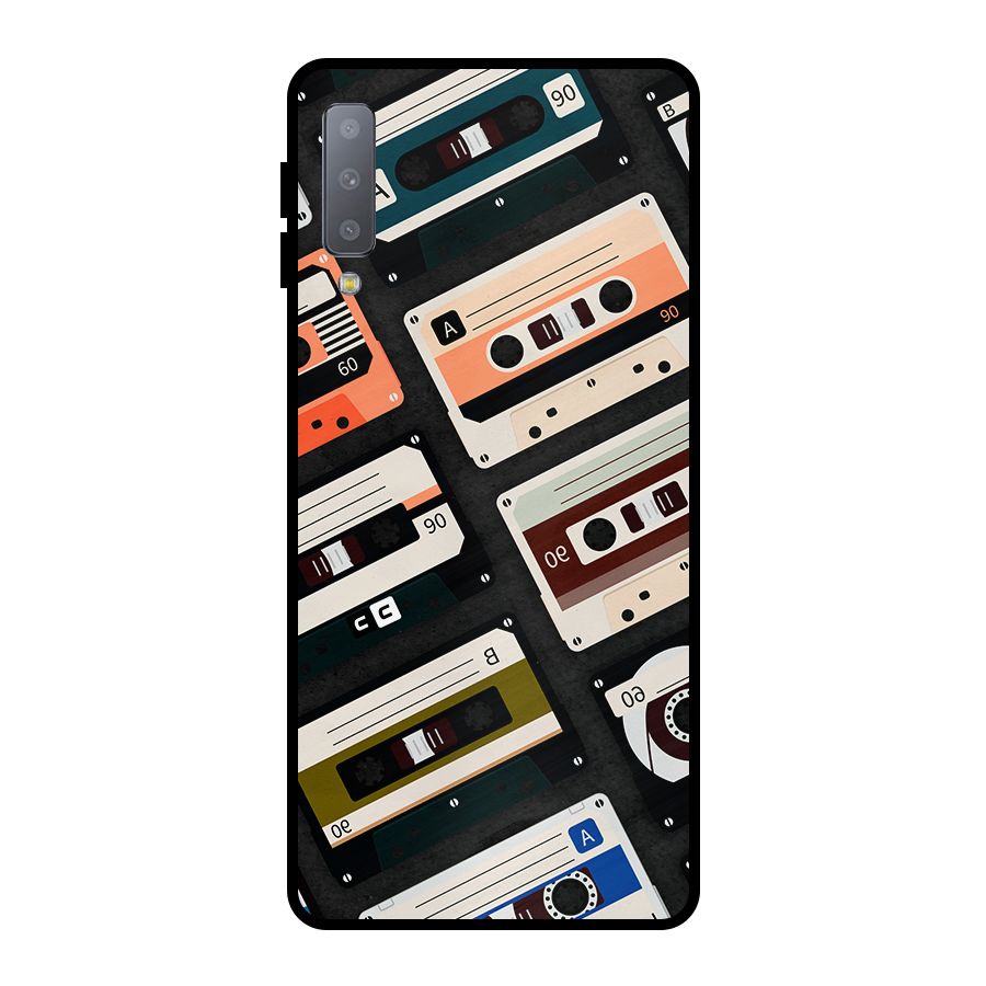 Vintage Retro Cassettes Metal Back Case for Galaxy A7 (2018)
