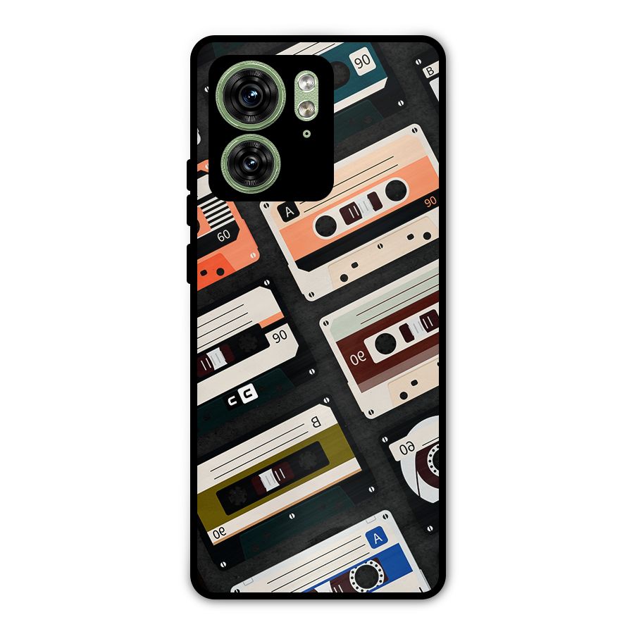 Vintage Retro Cassettes Metal Back Case for Motorola Edge 40 5G