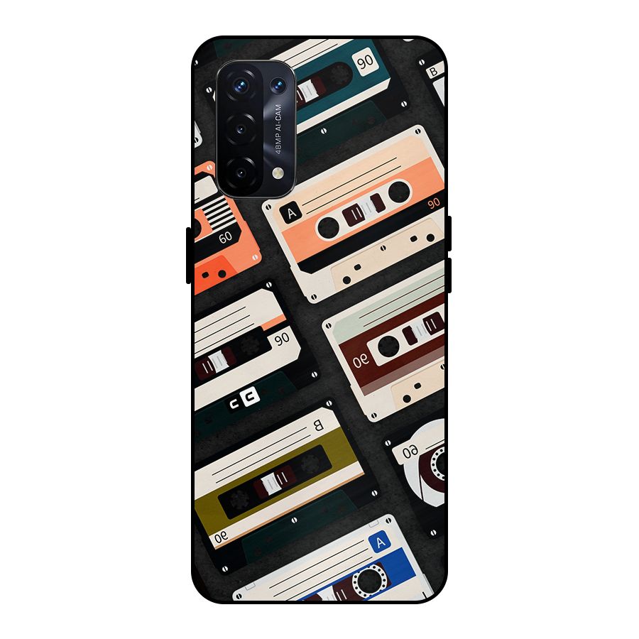 Vintage Retro Cassettes Metal Back Case for Oppo A74 5G