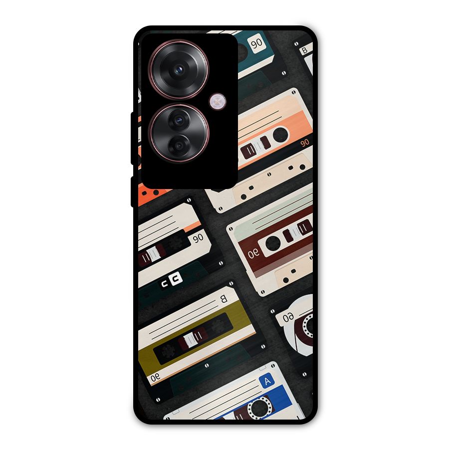 Vintage Retro Cassettes Metal Back Case for Oppo F25 Pro