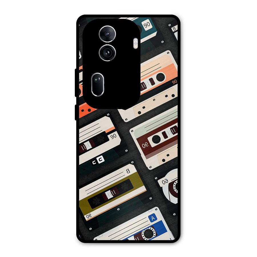 Vintage Retro Cassettes Metal Back Case for Oppo Reno11 Pro 5G
