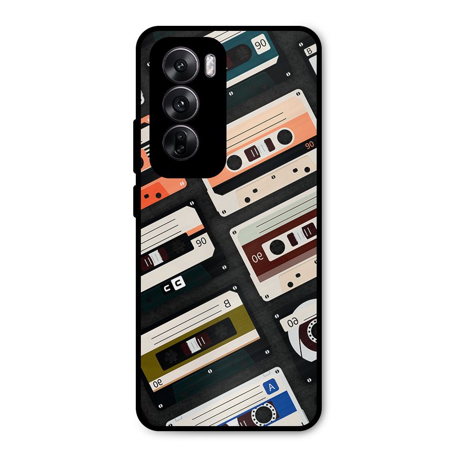 Vintage Retro Cassettes Metal Back Case for Oppo Reno12