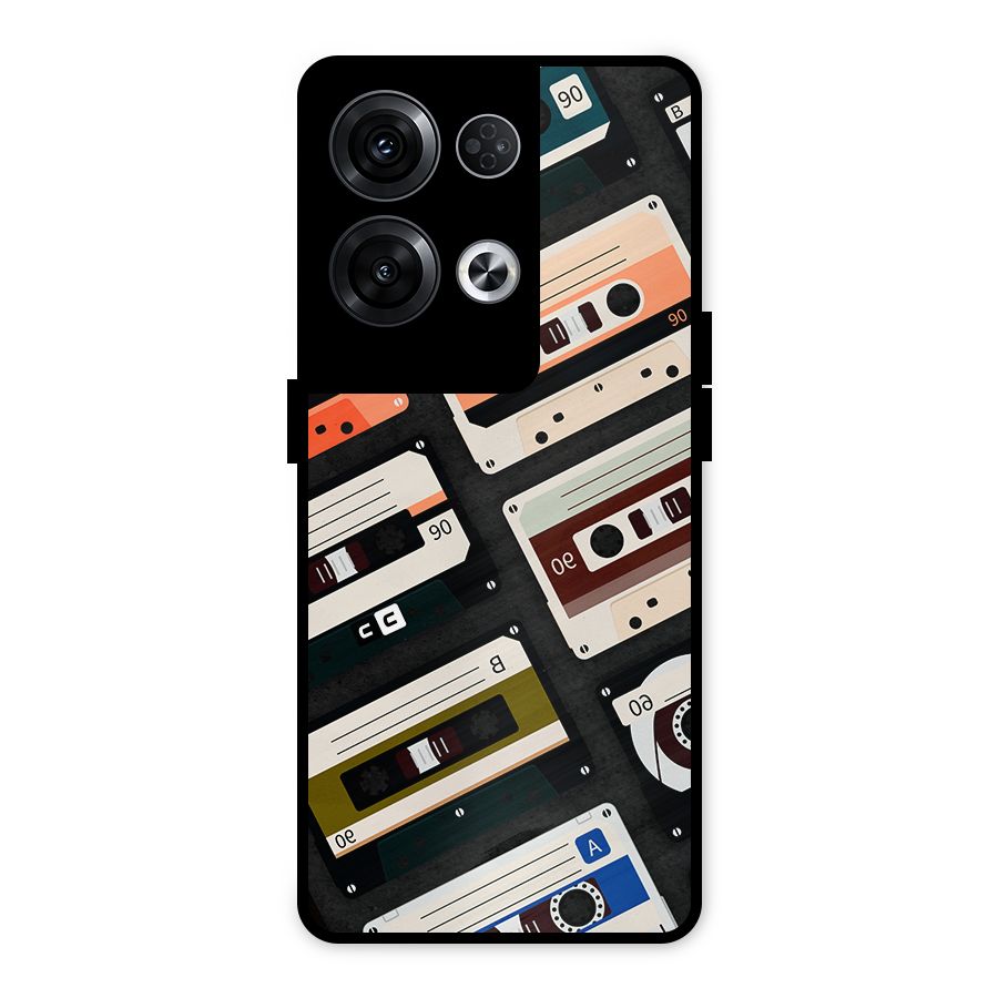 Vintage Retro Cassettes Metal Back Case for Oppo Reno8 Pro 5G
