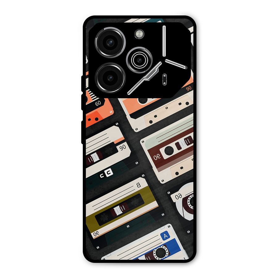 Vintage Retro Cassettes Metal Back Case for Tecno Pova 6 Pro