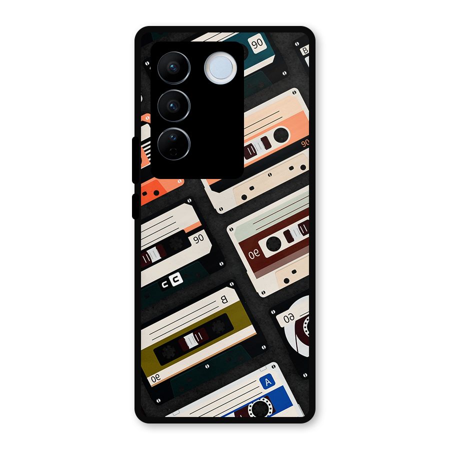Vintage Retro Cassettes Metal Back Case for Vivo V27