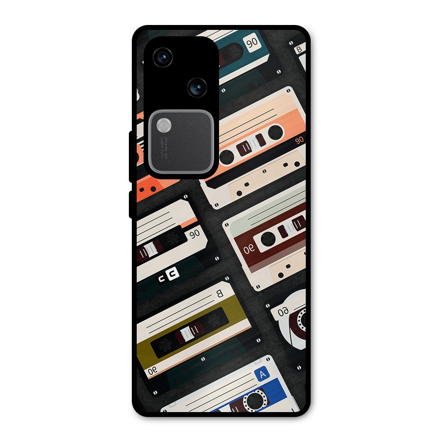 Vintage Retro Cassettes Metal Back Case for Vivo V30