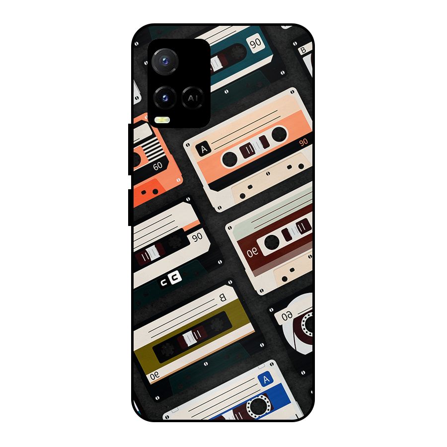Vintage Retro Cassettes Metal Back Case for Vivo Y21