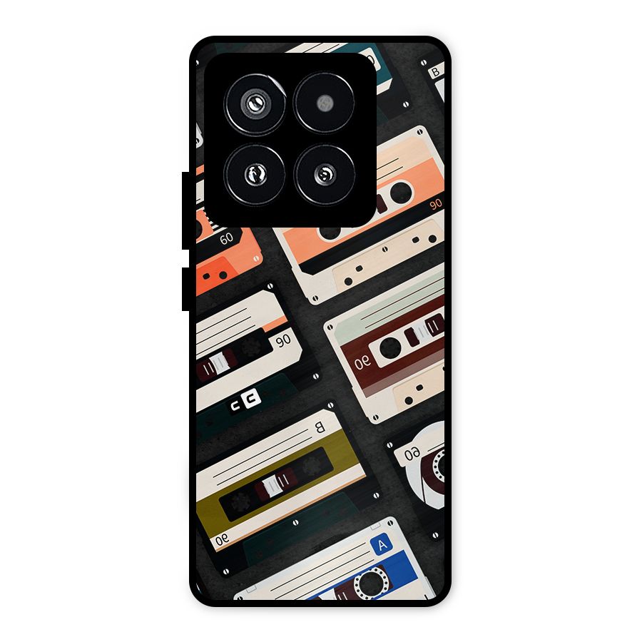 Vintage Retro Cassettes Metal Back Case for Xiaomi 14 Pro