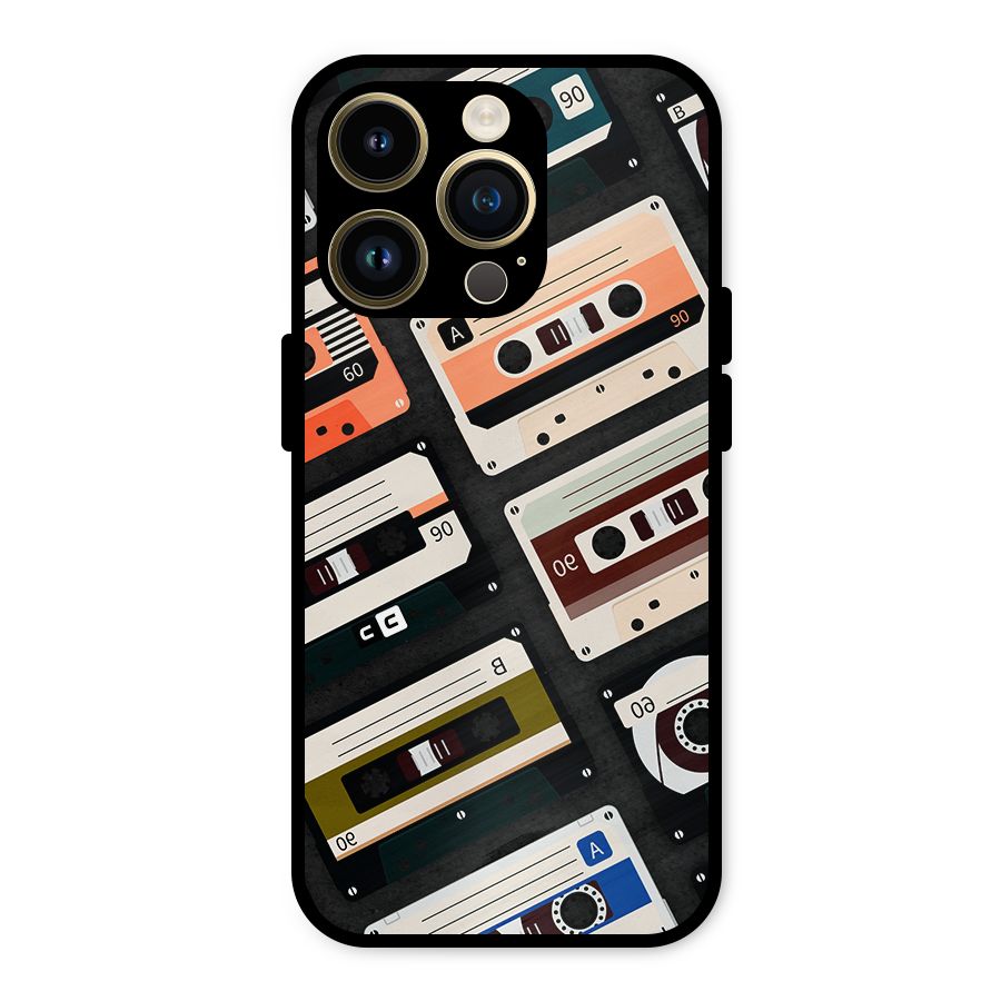 Vintage Retro Cassettes Metal Back Case for iPhone 14 Pro