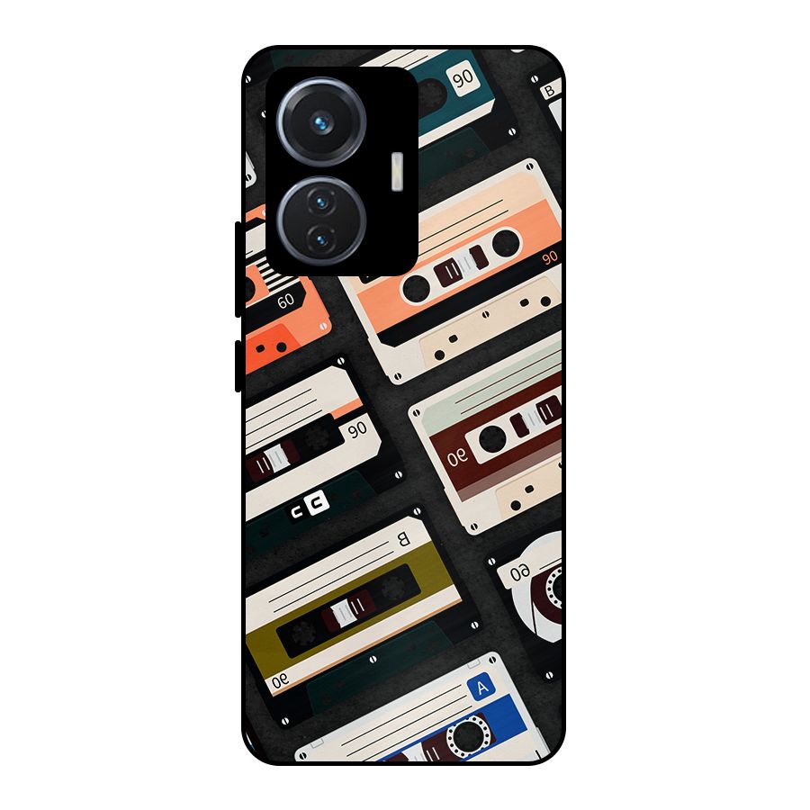 Vintage Retro Cassettes Metal Back Case for iQOO Z6 44W