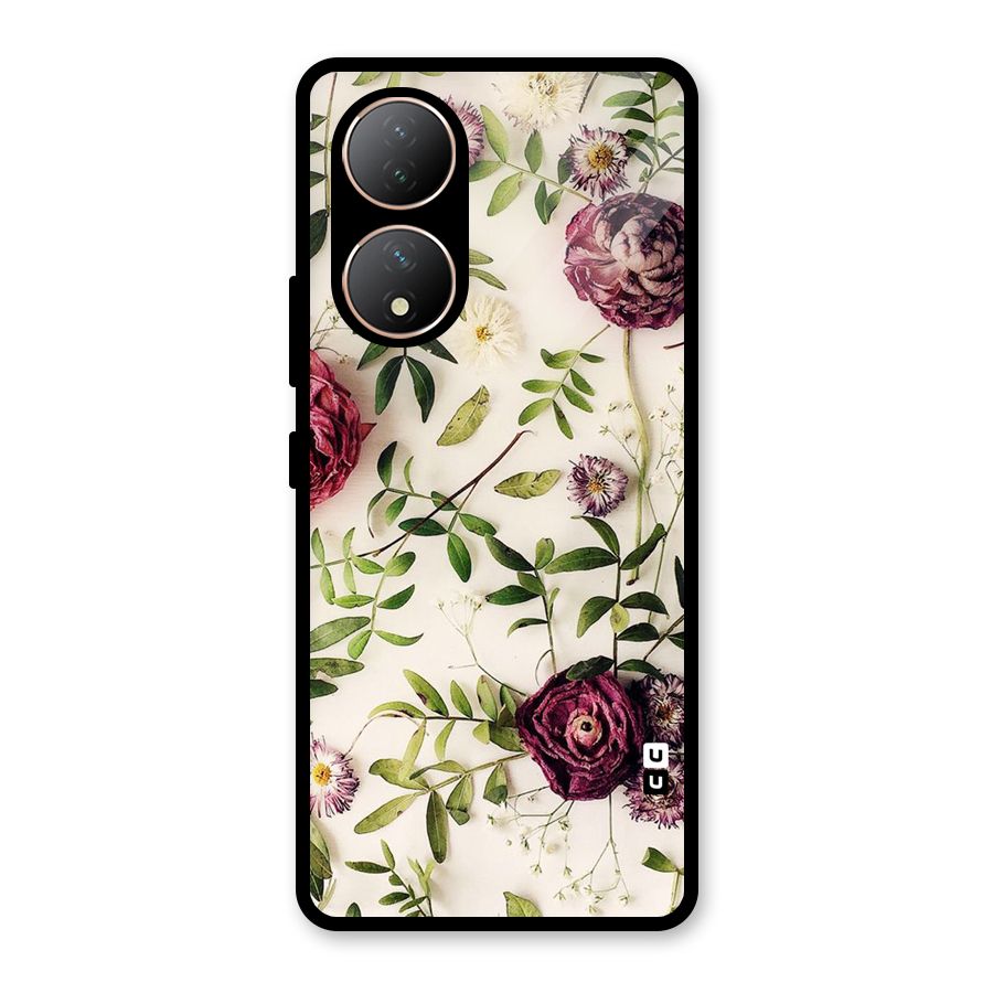 Vintage Rust Floral Glass Back Case for Vivo Y100A