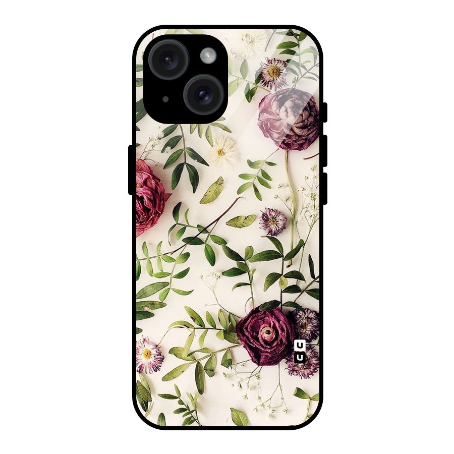 Vintage Rust Floral Glass Back Case for iPhone 15