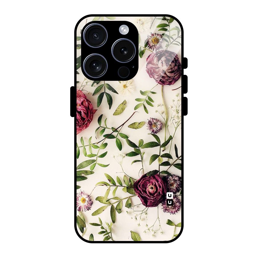 Vintage Rust Floral Glass Back Case for iPhone 15 Pro
