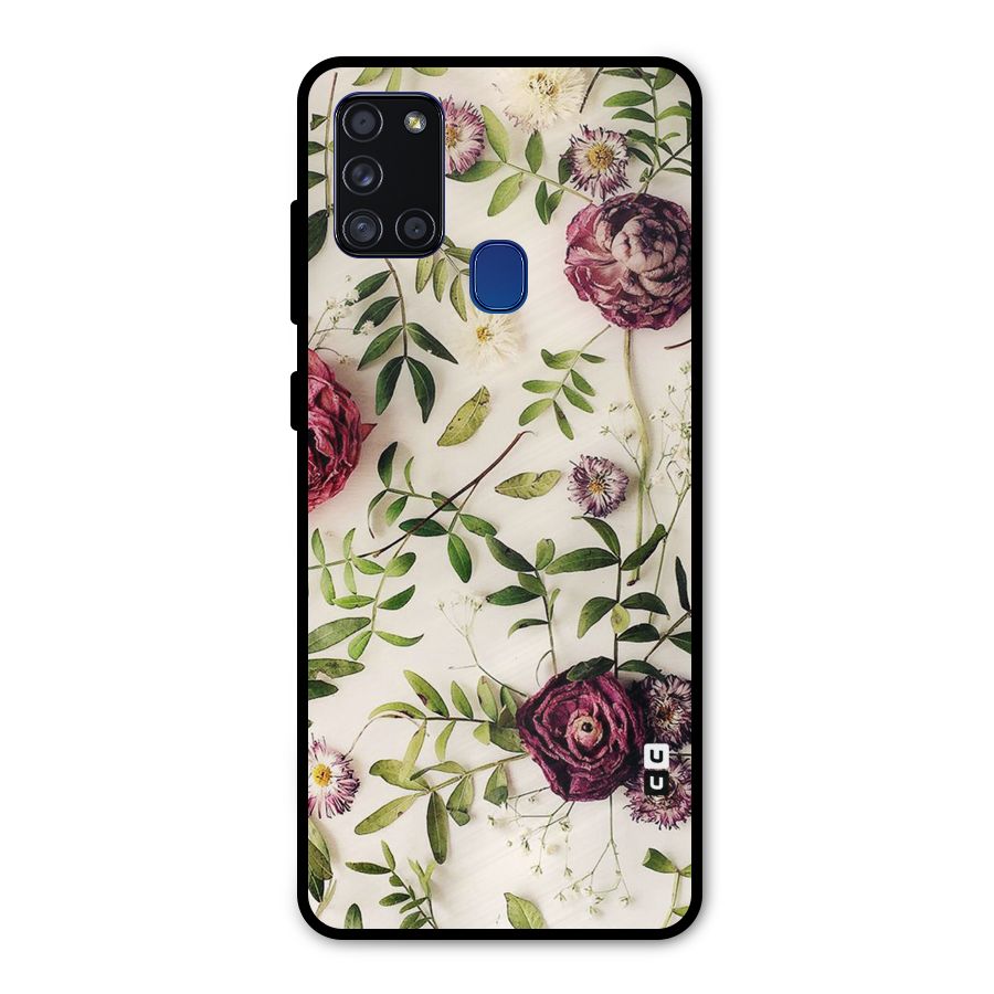 Vintage Rust Floral Metal Back Case for Galaxy A21s