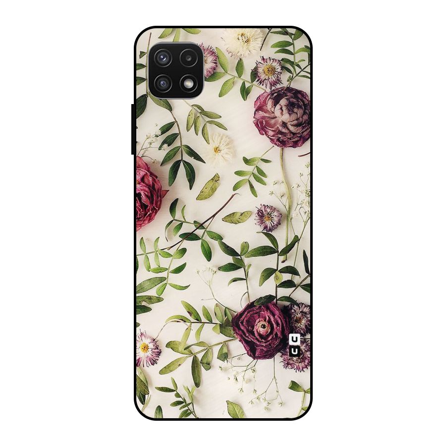 Vintage Rust Floral Metal Back Case for Galaxy A22 5G