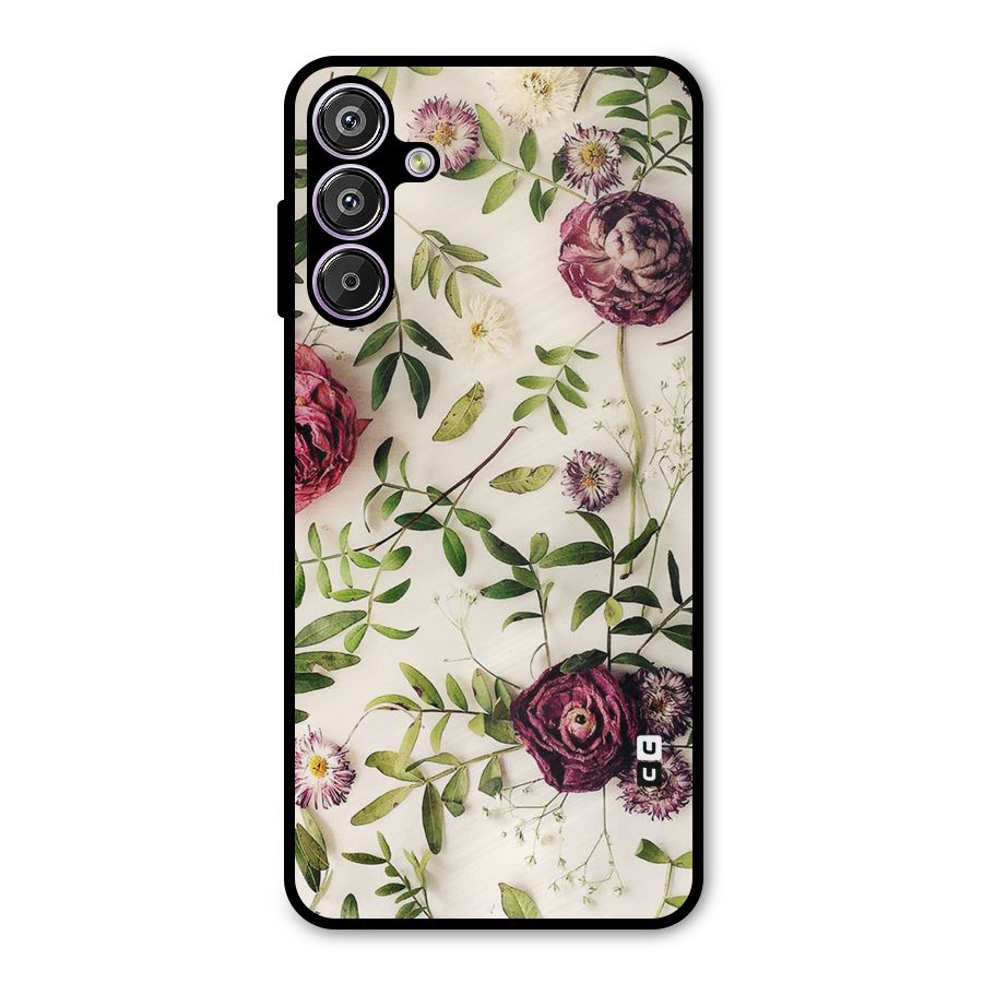 Vintage Rust Floral Metal Back Case for Galaxy M15
