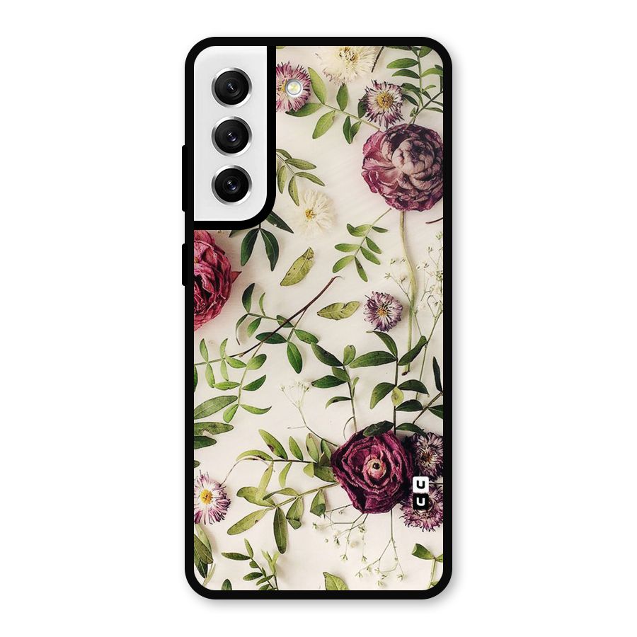 Vintage Rust Floral Metal Back Case for Galaxy S21 FE 5G