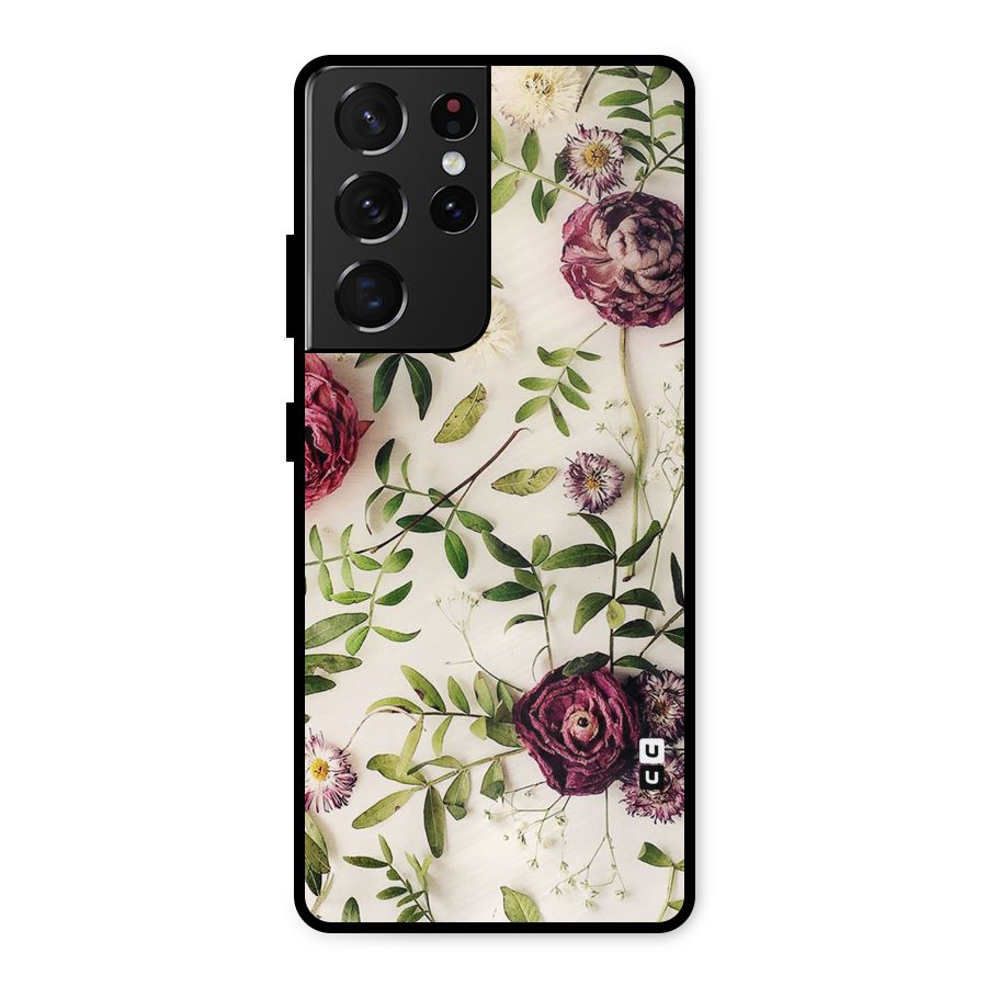 Vintage Rust Floral Metal Back Case for Galaxy S21 Ultra 5G