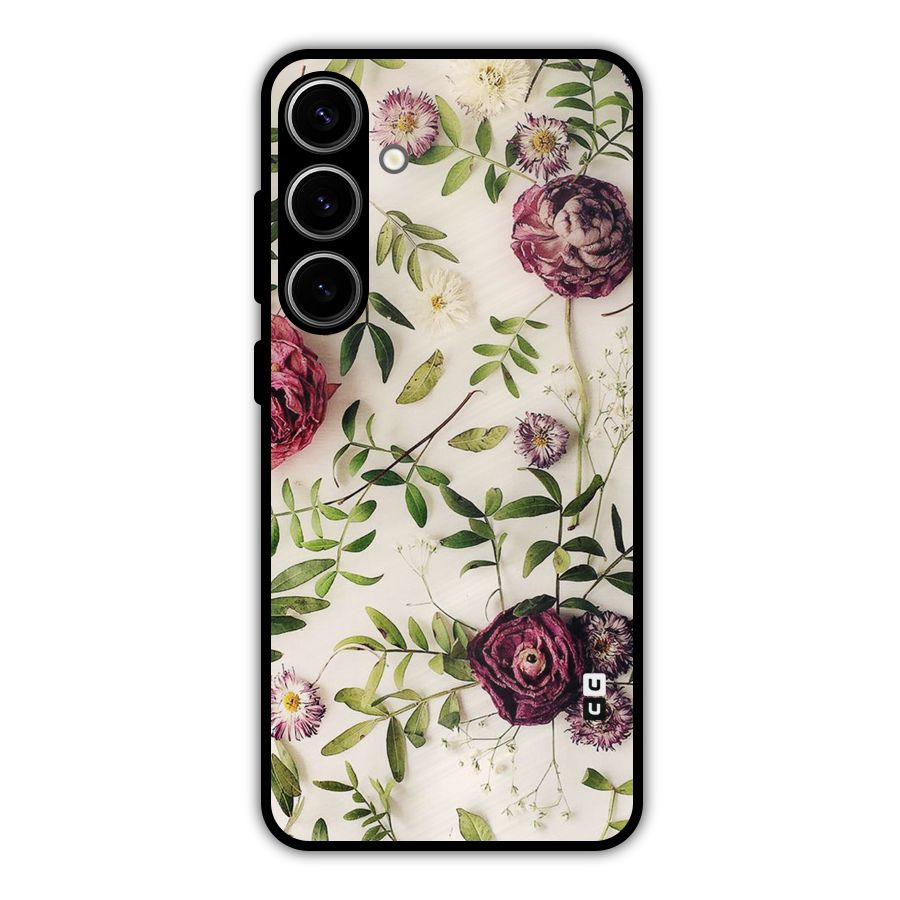 Vintage Rust Floral Metal Back Case for Galaxy S24 Plus