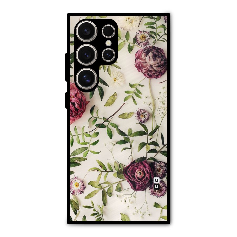 Vintage Rust Floral Metal Back Case for Galaxy S24 Ultra