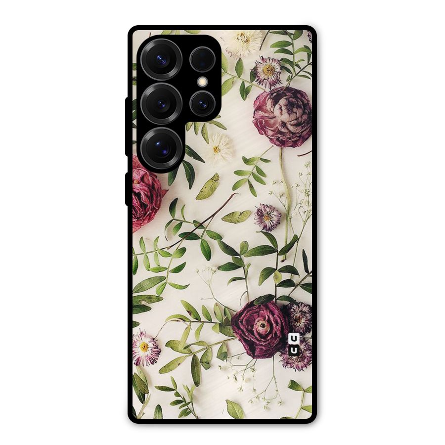 Vintage Rust Floral Metal Back Case for Galaxy S25 Ultra