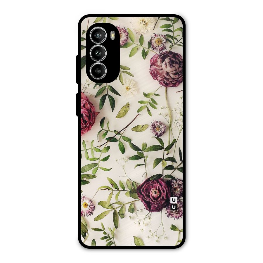 Vintage Rust Floral Metal Back Case for Moto G52