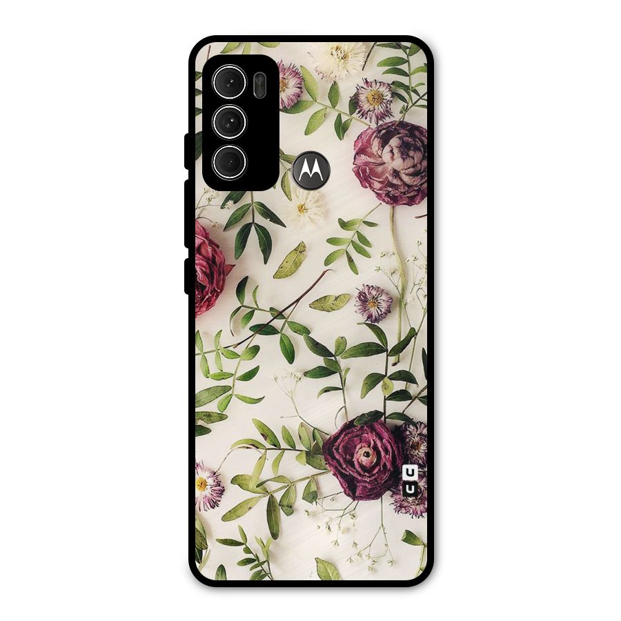 Vintage Rust Floral Metal Back Case for Moto G60