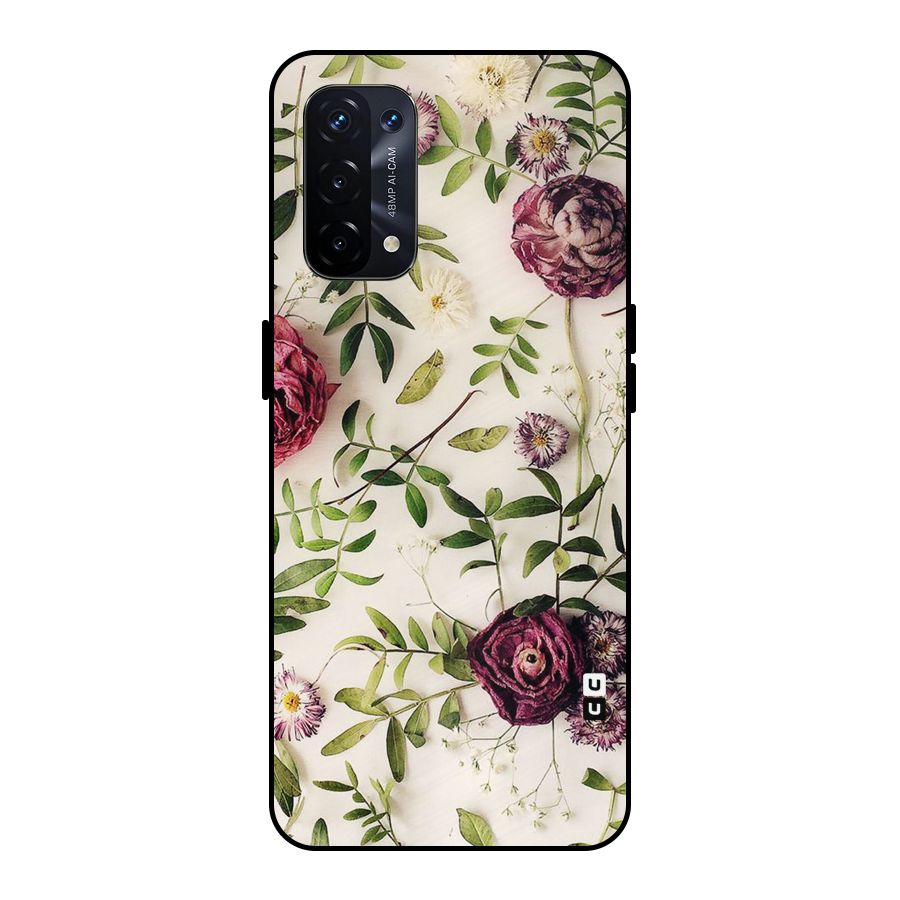Vintage Rust Floral Metal Back Case for Oppo A74 5G