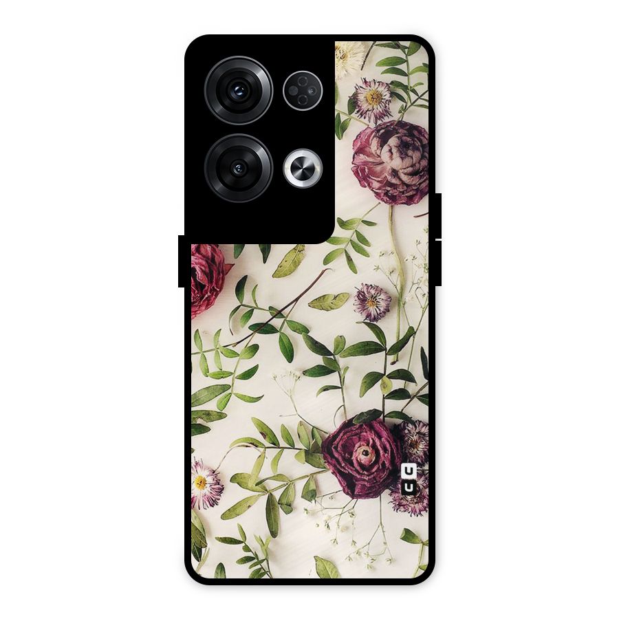 Vintage Rust Floral Metal Back Case for Oppo Reno8 Pro 5G