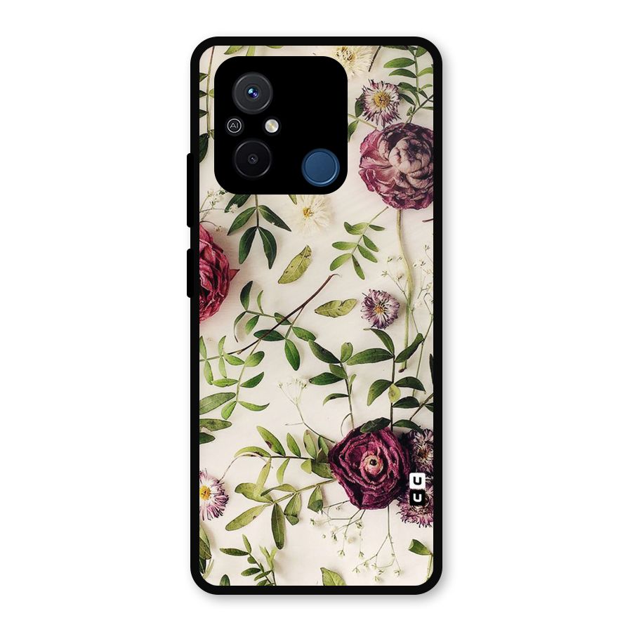 Vintage Rust Floral Metal Back Case for Poco C55