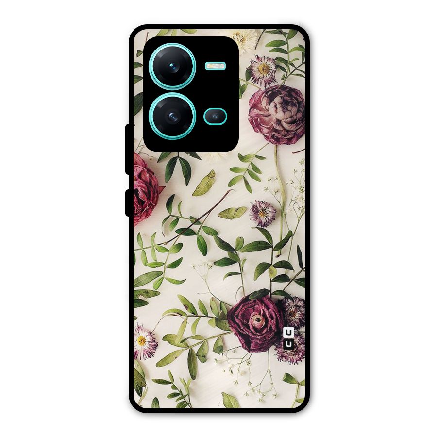 Vintage Rust Floral Metal Back Case for Vivo V25