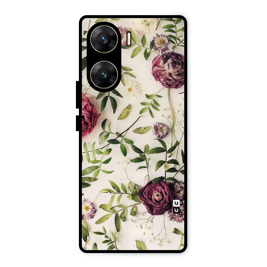 Vintage Rust Floral Metal Back Case for Vivo V29e