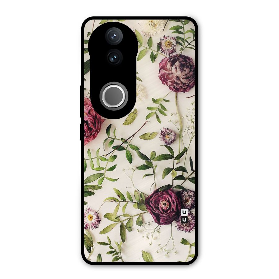 Vintage Rust Floral Metal Back Case for Vivo V50e