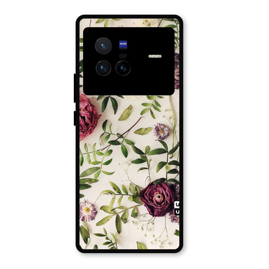 Vintage Rust Floral Metal Back Case for Vivo X80