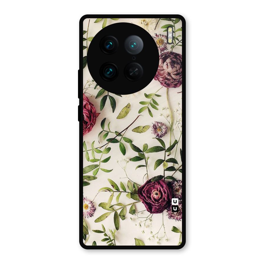 Vintage Rust Floral Metal Back Case for Vivo X90 Pro