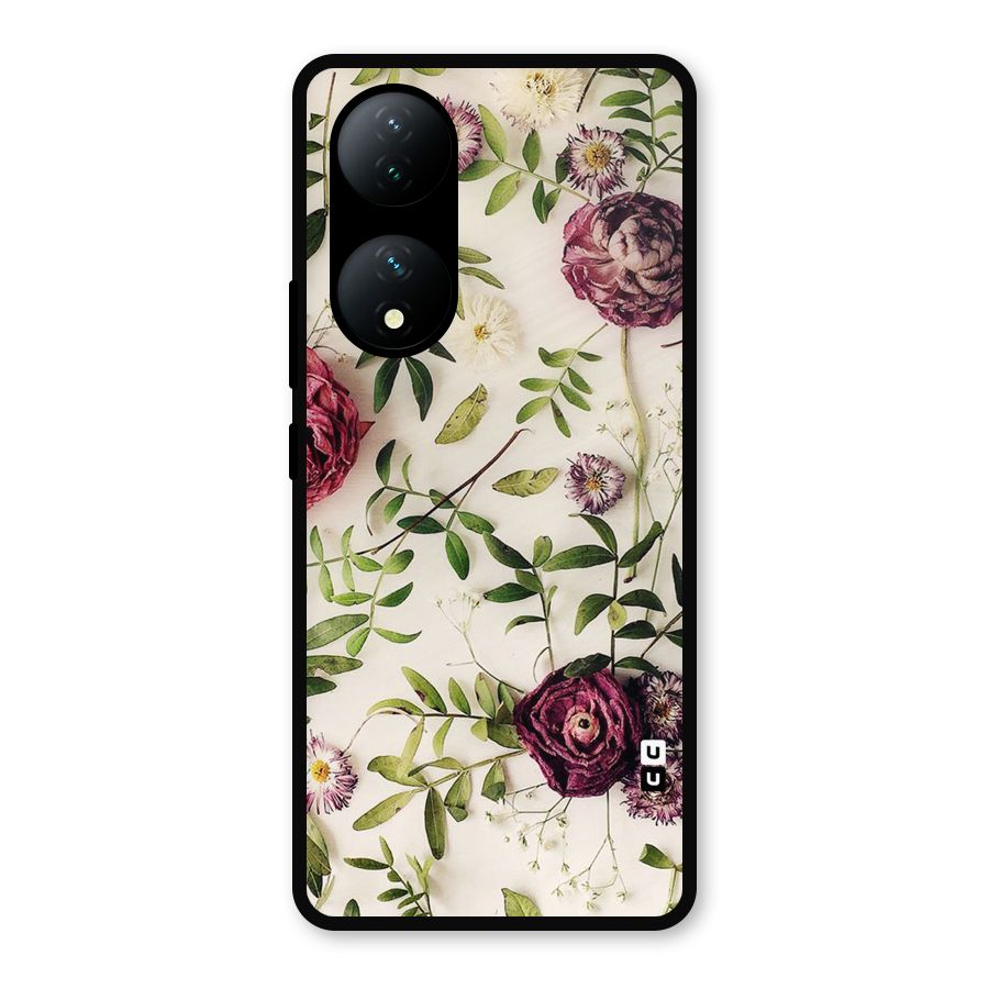 Vintage Rust Floral Metal Back Case for Vivo Y100a