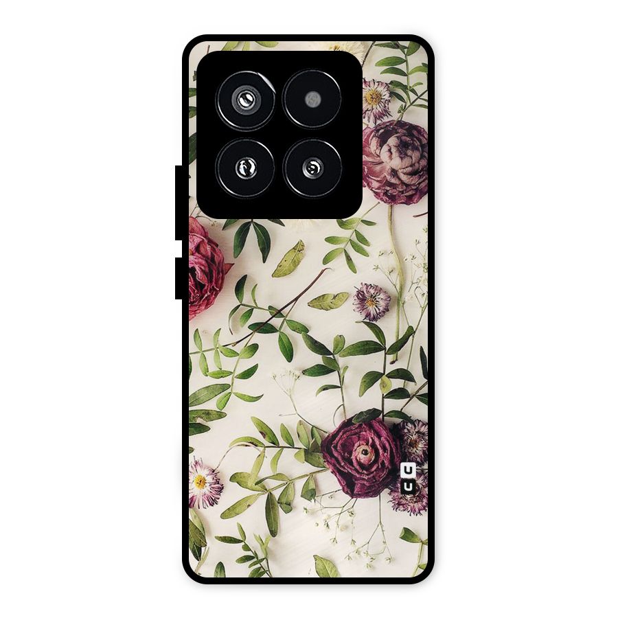 Vintage Rust Floral Metal Back Case for Xiaomi 14 Pro
