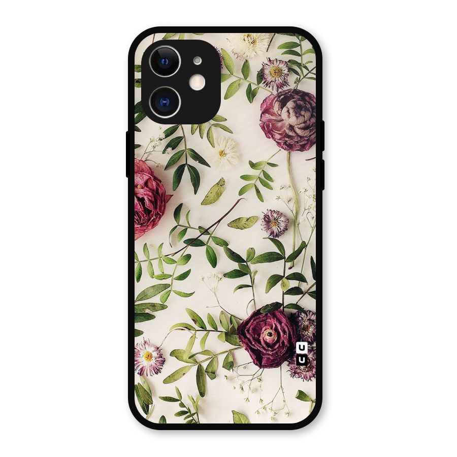 Vintage Rust Floral Metal Back Case for iPhone 12