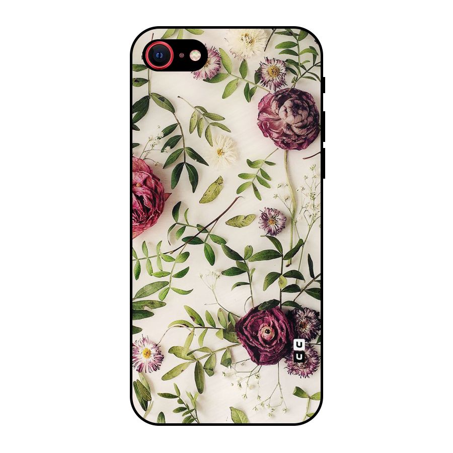 Vintage Rust Floral Metal Back Case for iPhone 8
