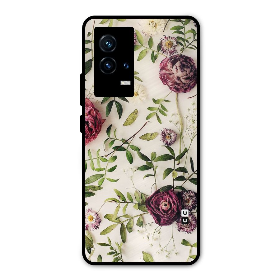 Vintage Rust Floral Metal Back Case for iQOO 9 5G