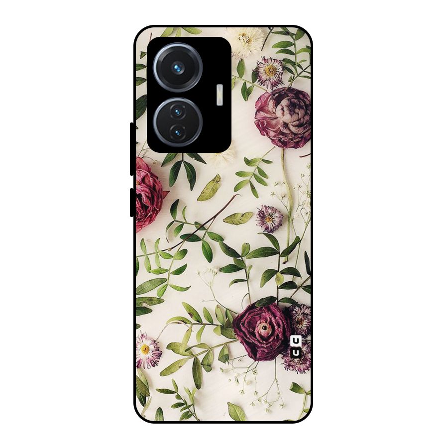 Vintage Rust Floral Metal Back Case for iQOO Z6 44W